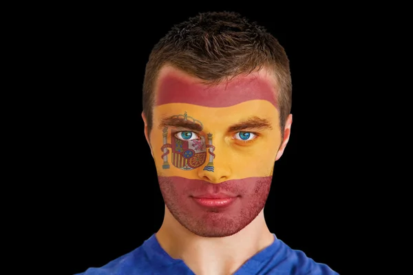 Španělsko ventilátor s facepaint — Stock fotografie