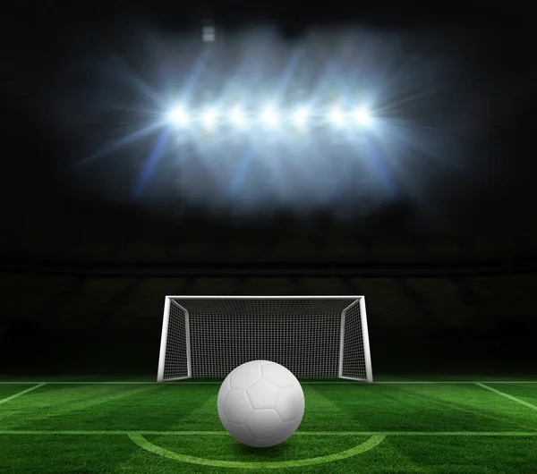 Composite image of digitally generated white leather football — Stock Photo, Image