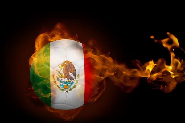 Imagem composta de fogo ao redor bola mexicana — Fotografia de Stock