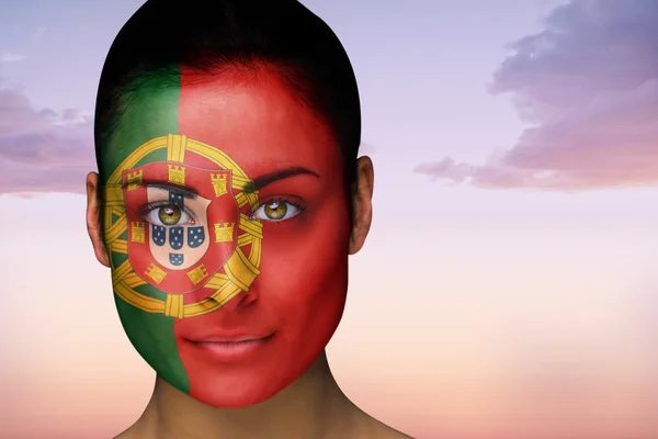 Immagine composita di bella bruna in facepaint portugal — Foto Stock