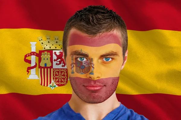 Spain fan with facepaint — Stock Photo, Image