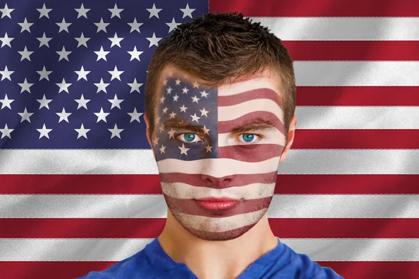 Abanico EE.UU. con pintura facial —  Fotos de Stock