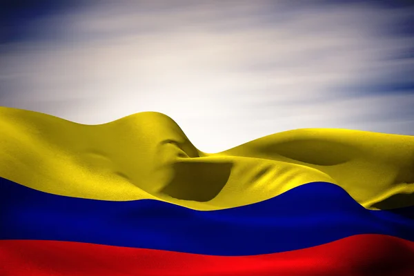 Композитное изображение флага Колумбии, размахивающего — стоковое фото