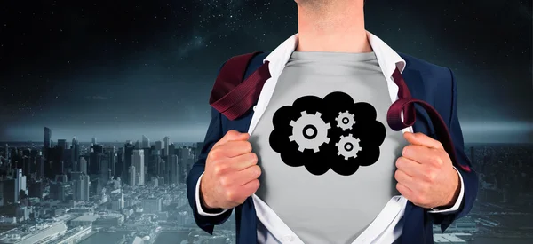 Camisa de apertura hombre de negocios en estilo superhéroe — Foto de Stock