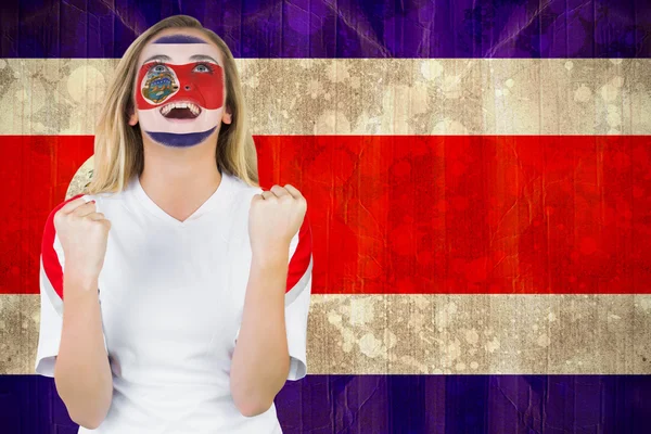 Excited costa rica fan in face paint — Stock Photo, Image