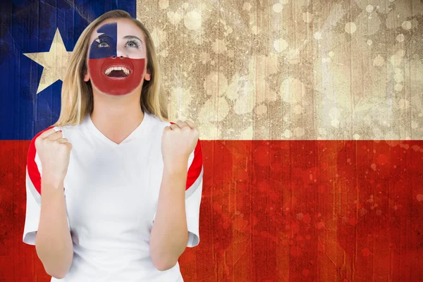 Excited chile fan in face paint — Stock Photo, Image