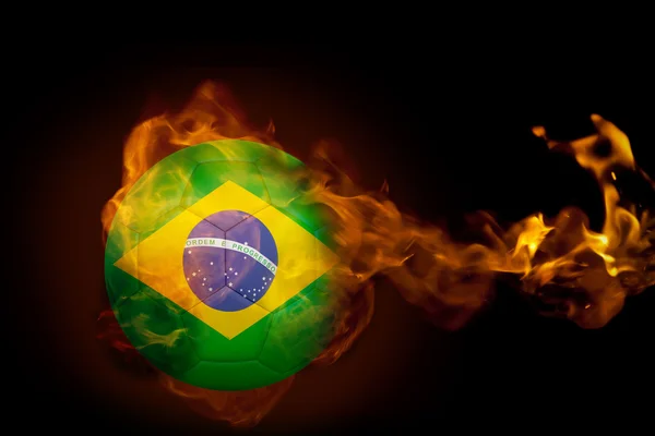 Composite image of fire surrounding brasil ball — Stock Photo, Image