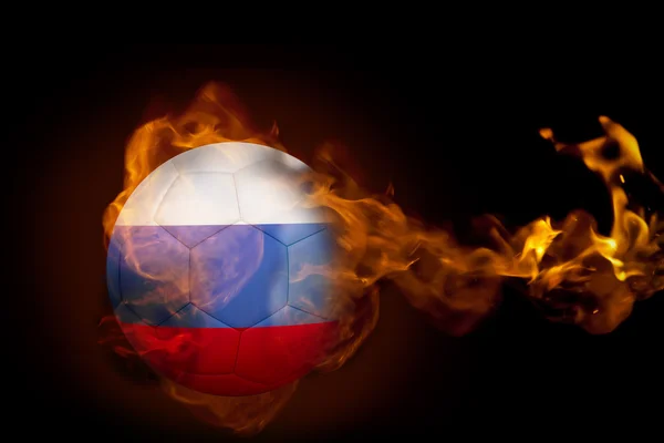 Composite image of fire surrounding russia ball — Stock Photo, Image