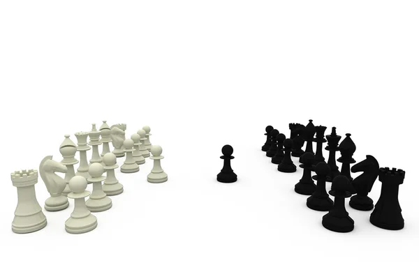 Black and white pawns making move — Stock Photo, Image