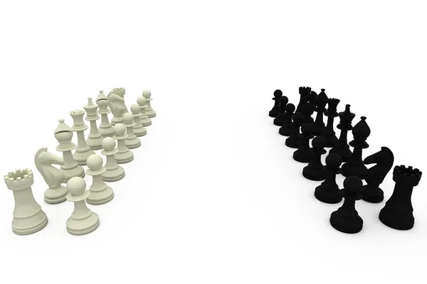 Black and white chess pieces — Stock Photo, Image