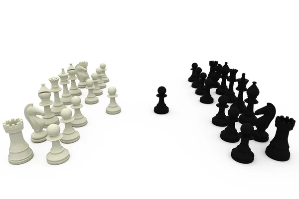 Black and white chess pieces — Stock Photo, Image