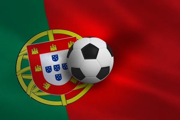 Piłki nożnej przeciwko flaga Portugalii — Zdjęcie stockowe