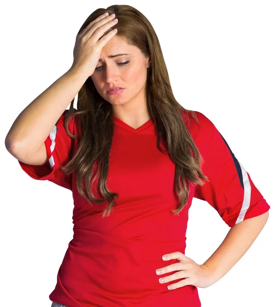 Disappointed football fan looking down — Stock Photo, Image