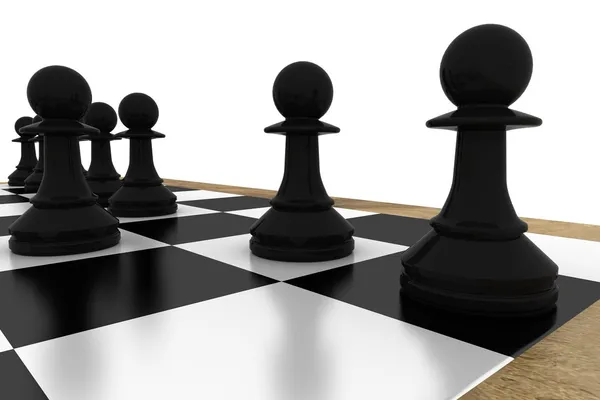 Black pawns on chess board — Stock Photo, Image