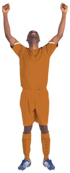 橙色球衣的足球运动员 — 图库照片