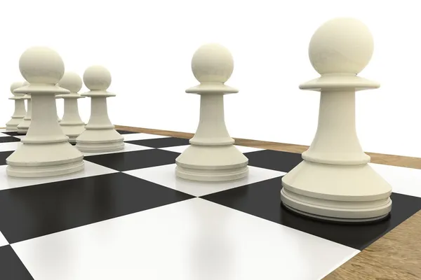 White pawns on chess board — Stock Photo, Image