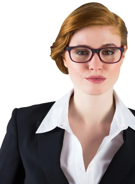 Rothaarige Geschäftsfrau mit Brille Porträt — Stockfoto