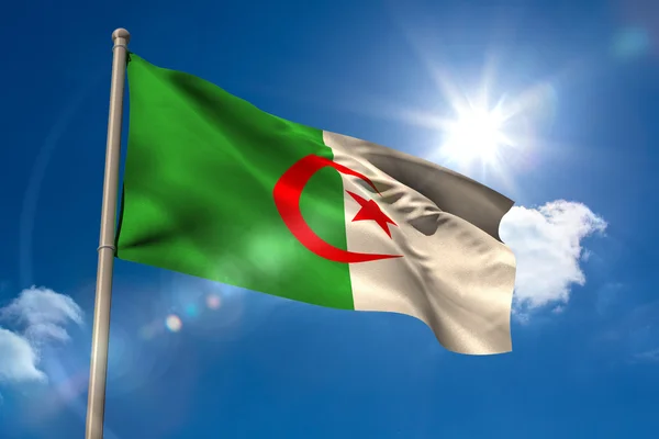 Bandeira nacional da Argélia no mastro — Fotografia de Stock