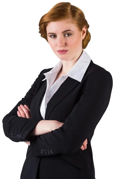 スタイリッシュな赤毛の女性実業家のスーツに — ストック写真