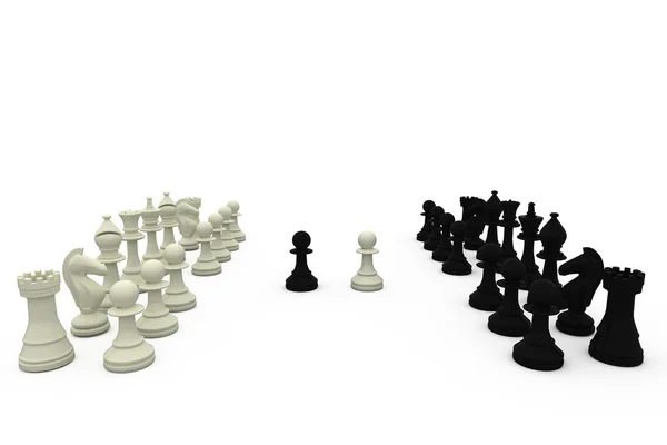 Piezas de ajedrez blanco y negro — Foto de Stock