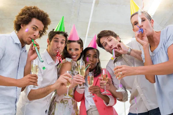 Business people celebrating at the workplace — Stock Photo, Image