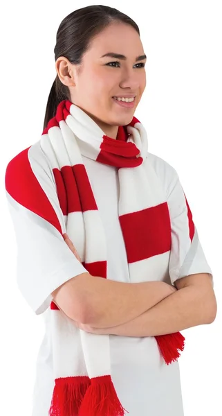 Lächelnder Fußballfan in Weiß — Stockfoto
