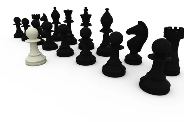 White pawn facing black pieces — Stock Photo, Image