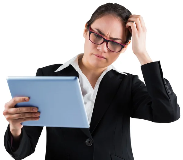 Businesswoman looking at tablet pc — Stock Photo, Image