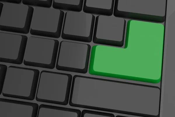 Schwarze Tastatur mit grüner Taste — Stockfoto