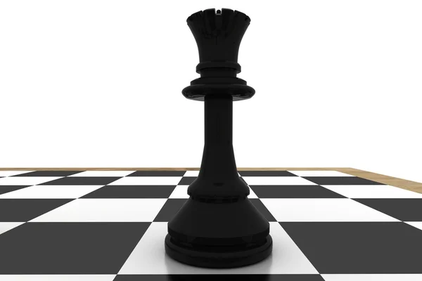 在国际象棋棋盘上的黑女王 — 图库照片