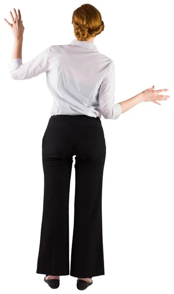 Businesswoman standing with hands out — Stock Photo, Image