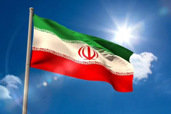 Iran national flag on flagpole — Stock Photo, Image