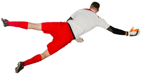 Fit goal keeper jumping up — Stock Photo, Image