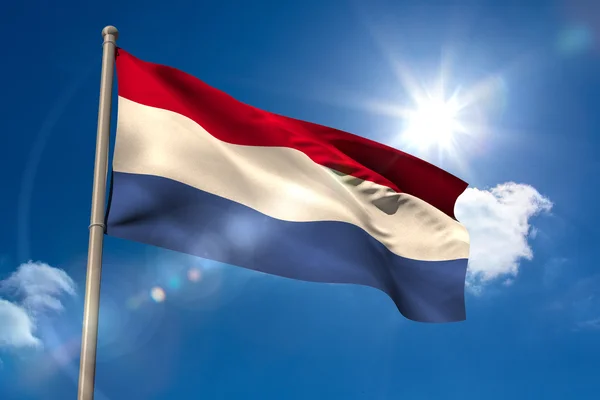 Netherlands national flag on flagpole — Stock Photo, Image