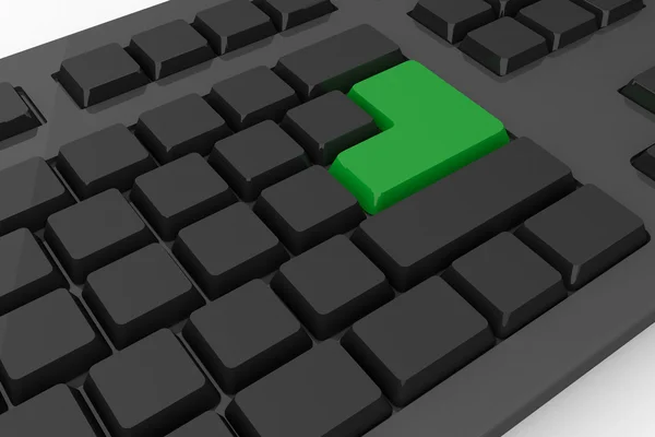 Black keyboard with green key — Stock Photo, Image