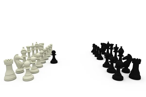 Black pawn defecting to white side — Stock Photo, Image
