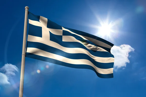 Drapeau national de la Grèce sur mât — Photo