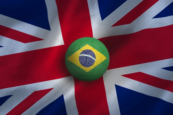 Calcio contro bandiera Union Jack Immagini Stock Royalty Free