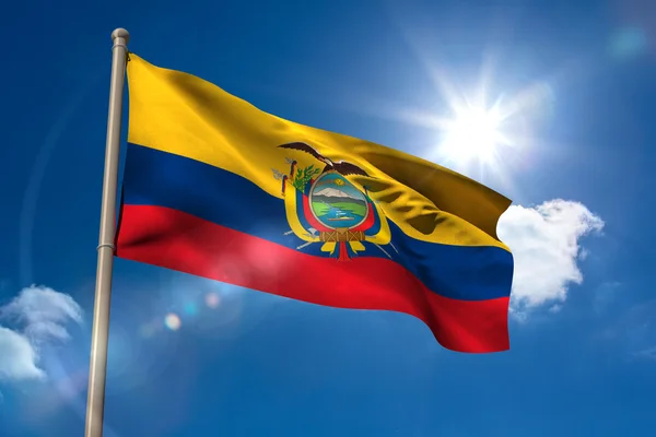 Ekvádor státní vlajky na stožár — Stock fotografie