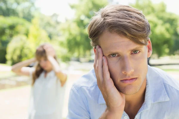 Upset man after a fight with his girlfriend — Stock Photo, Image