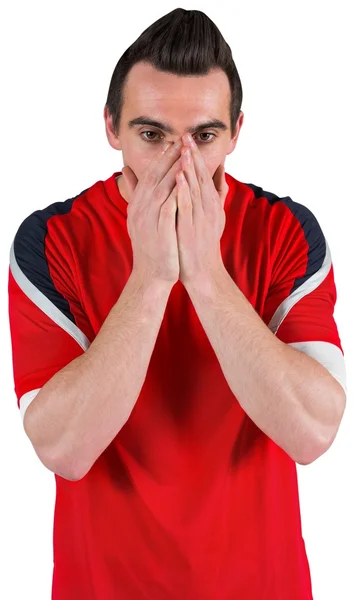 Nervous football fan looking ahead — Stock Photo, Image