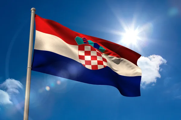 Κροατία εθνικής σημαίας στο κοντάρι σημαίας — Φωτογραφία Αρχείου
