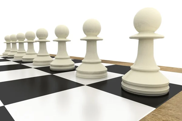 White pawns on chess board — Stock Photo, Image