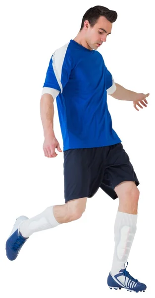Football-speler in blauwe schoppen — Stockfoto