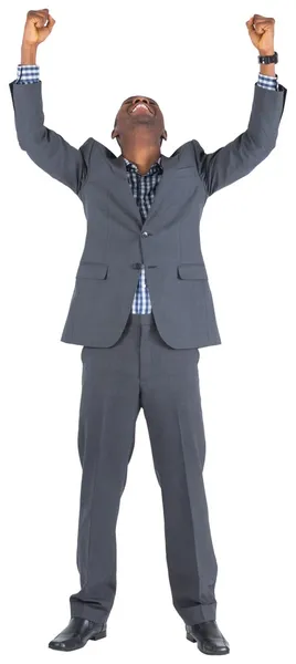 Happy businessman cheering — Stock Photo, Image