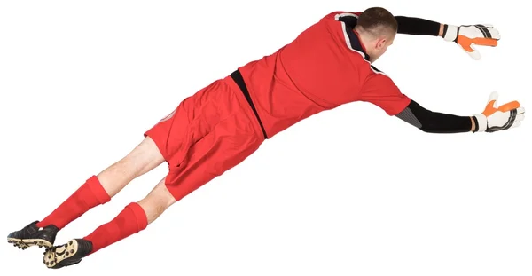 Fit goal keeper jumping up — Stock Photo, Image