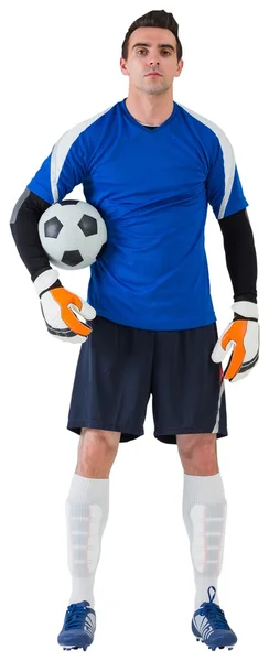 Goleiro em camisa azul — Fotografia de Stock