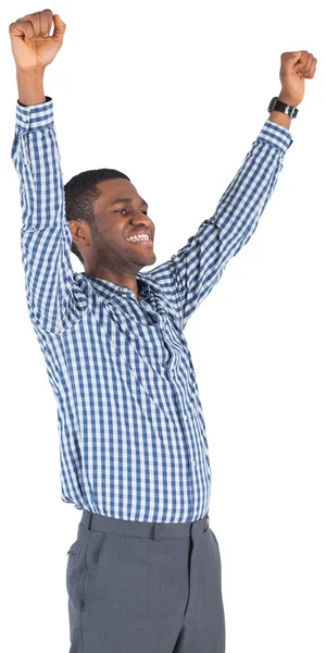 Excited businessman cheering — Stock Photo, Image