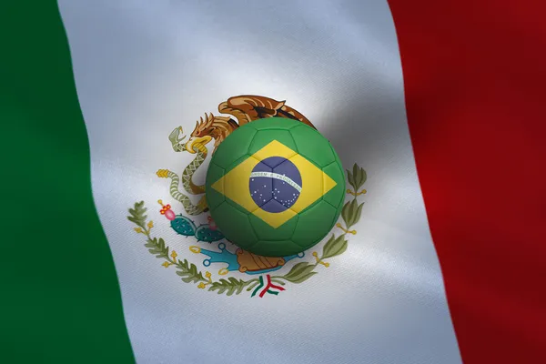 Voetbal tegen mexico flag — Stockfoto