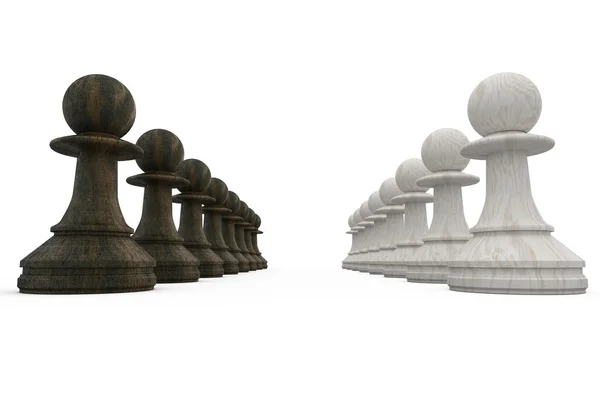 Black and white pawns facing off — Stock Photo, Image